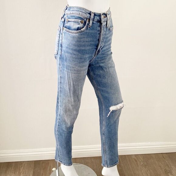 Re/Done Ultra High Rise Skinny Retro Skinny Jeans w Distressed Details - Picture 3 of 8